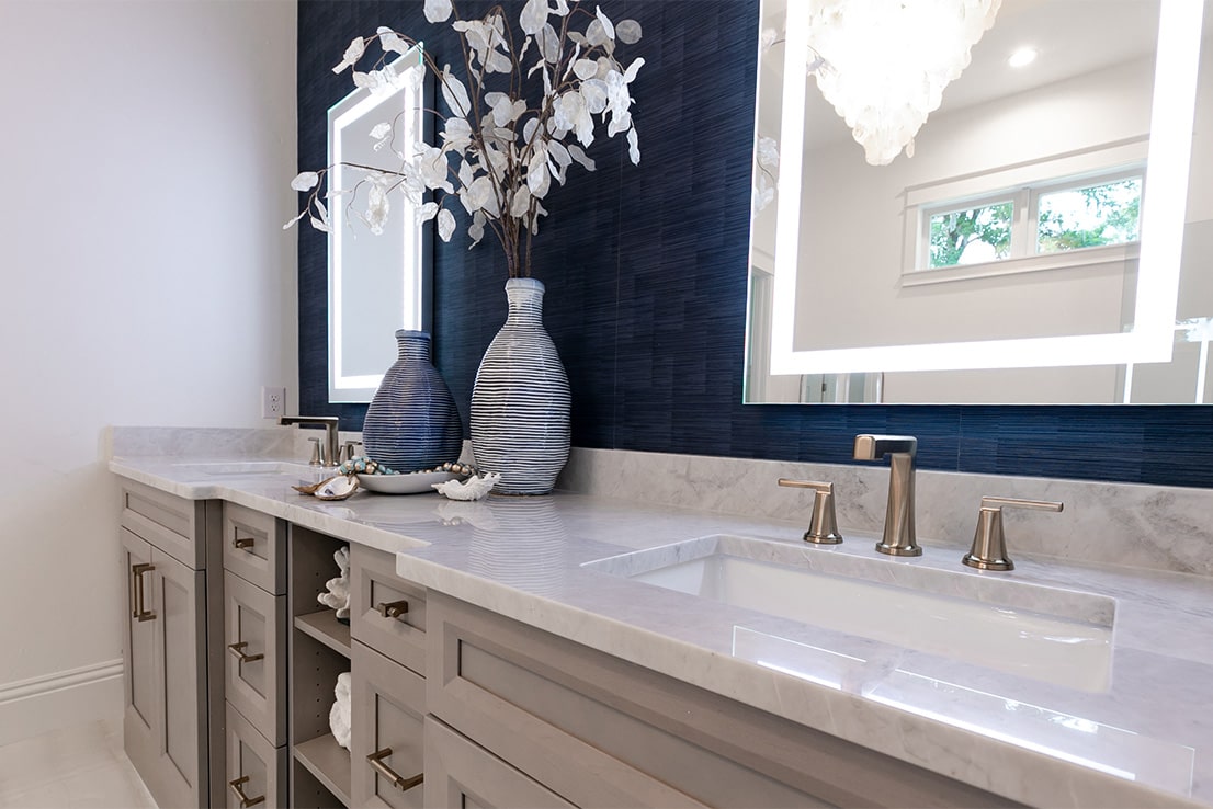 Dual sinks in bathroom built by Sterling Builders
