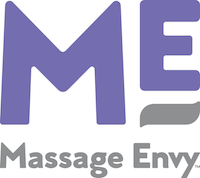 Logo with large purple letters ME above the words Massage Envy in gray, with a gray curved line beneath the E.