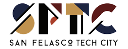 Logo for San Felasco Tech City with the initials SFTC in geometric shapes and various colors above the text San Felasco Tech City in bold black letters.